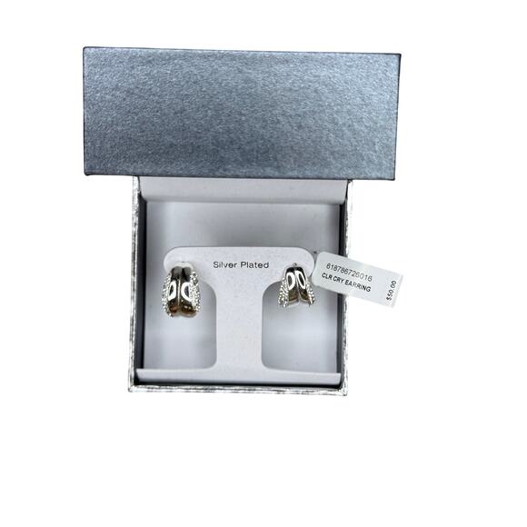 andnowthis Jewelry - ANDNOWTHIS Silver Plated Crystal Hoop Earrings | New